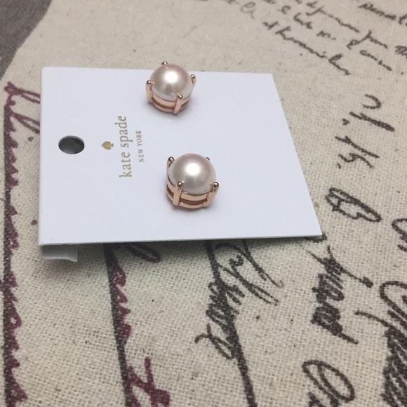 NWT Kate Spade Pearl Rose Gold Earrings - Picture 4 of 6